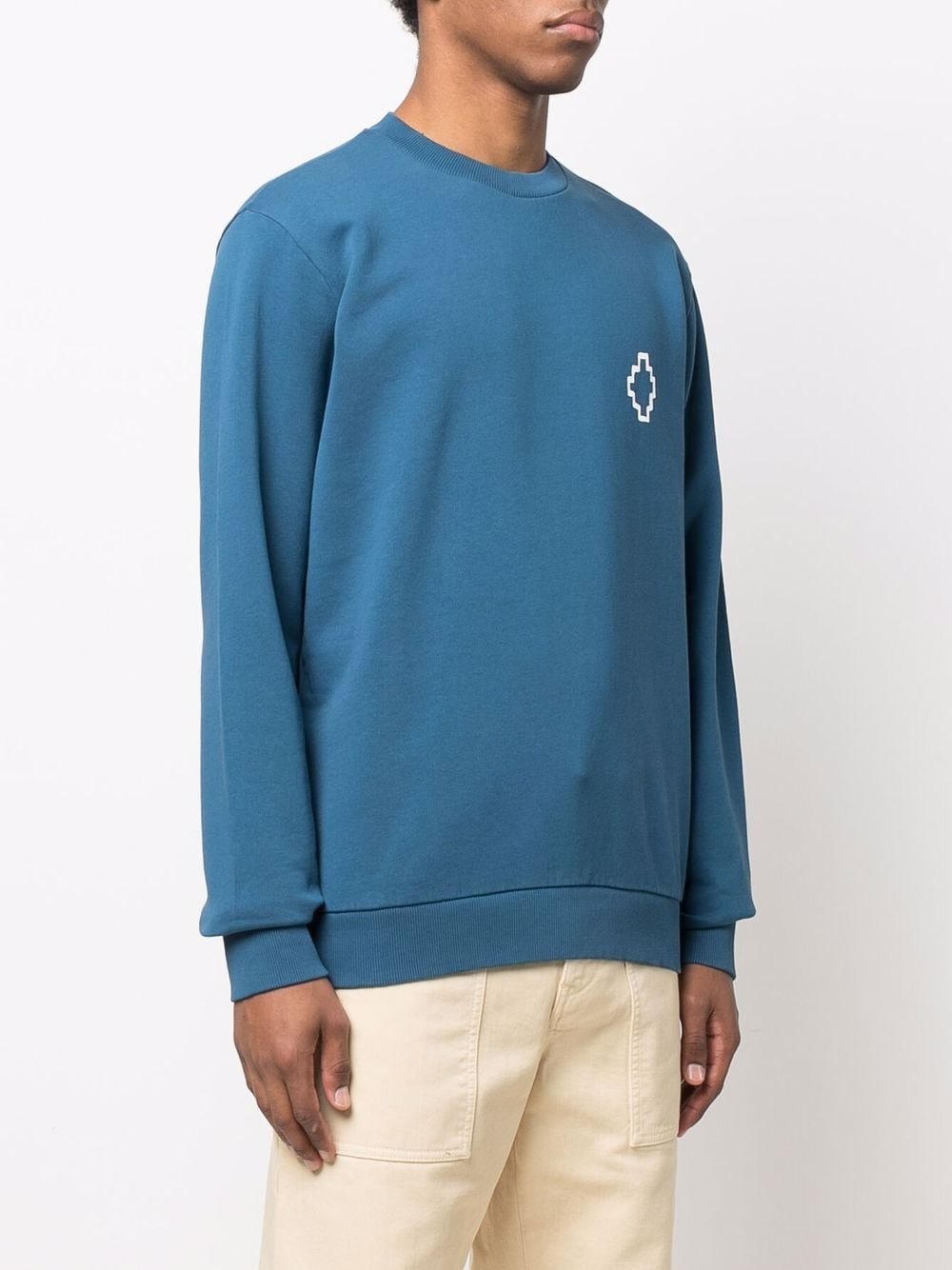 Shop Marcelo Burlon County Of Milan Tempera Cross Print Sweatshirt In Blue