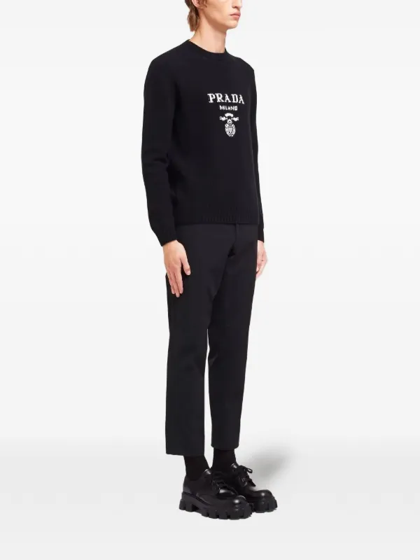 PRADA プラダ カシミアロゴニット　P24B2Q SOOO 134M Prada Logo Intarsia wool-cashmere Sweater | Black | FARFETCH