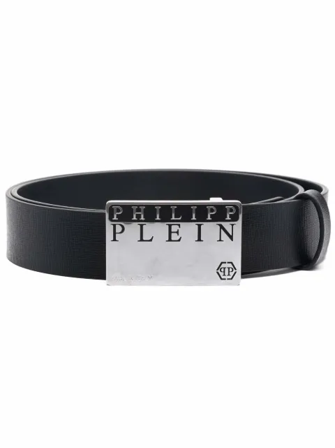Philipp Plein حزام جلد بمشبك بشعار الماركة