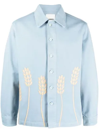 SANDRO embroidered-wheat Denim Jacket 