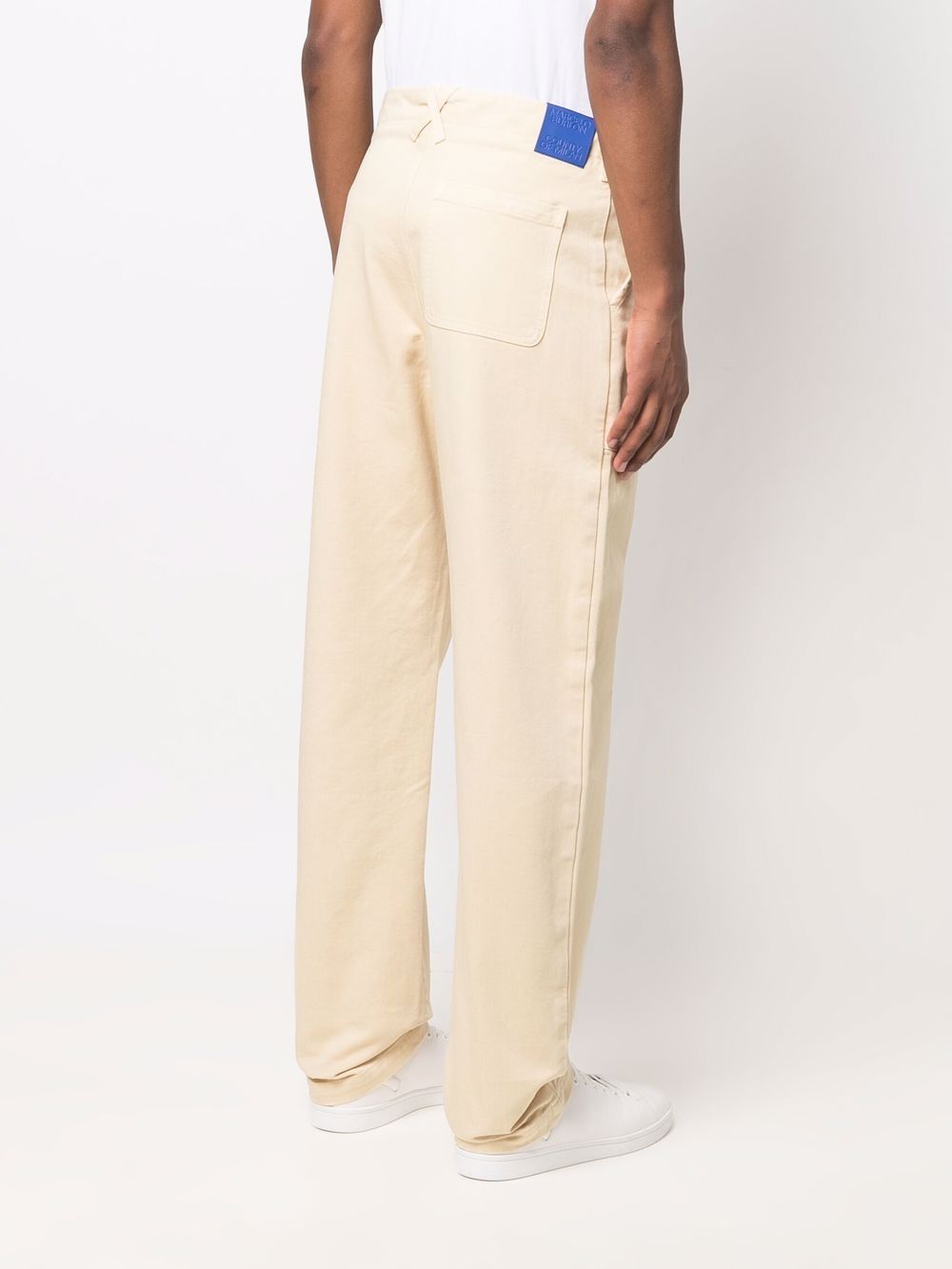 Shop Marcelo Burlon County Of Milan Embroidered Cross Straight-leg Trousers In Neutrals