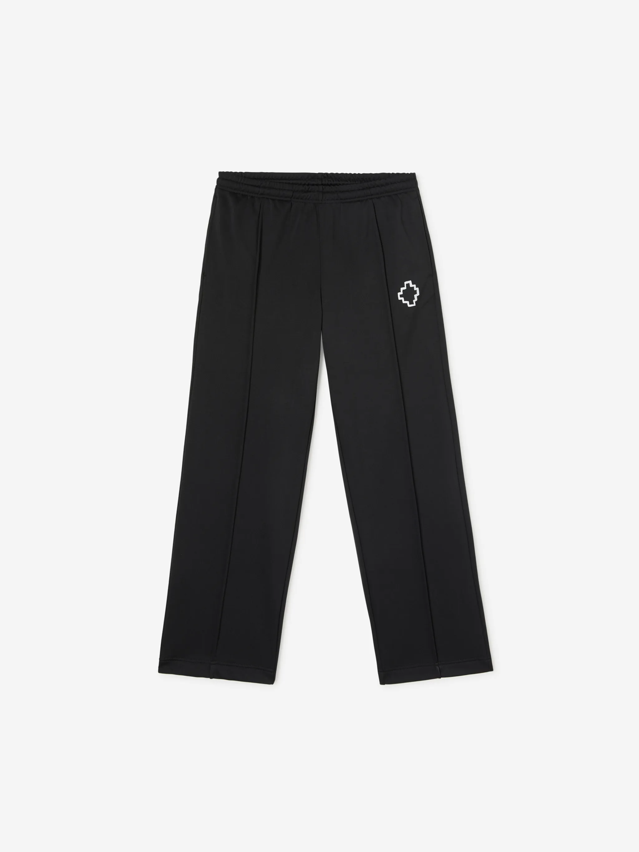 Black Tempera Cross track pants from Marcelo Burlon County of Milan featuring elasticated waistband, two side inset pockets, rear welt pocket, logo print to the front and straight leg.