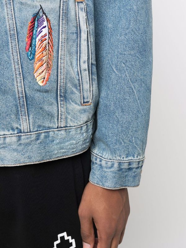 Udstyr Snazzy Skubbe Marcelo Burlon County Of Milan Embroidered Feathers Denim Jacket - Farfetch