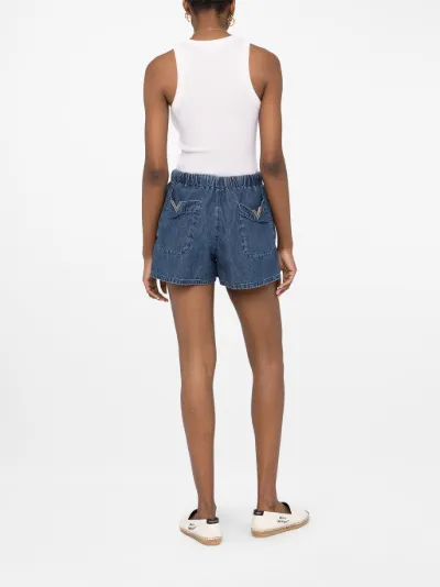 logo-plaque denim shorts | Valentino 