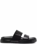 Valentino Garavani logo-embossed leather slides - Black