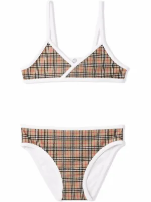 Burberry Kids check print Triangle Bikini Farfetch