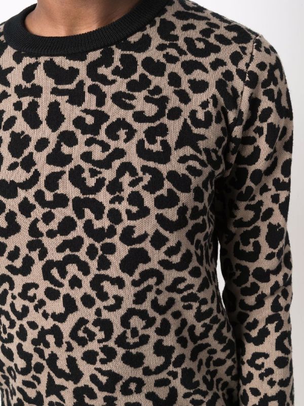 leopard print crew neck sweater