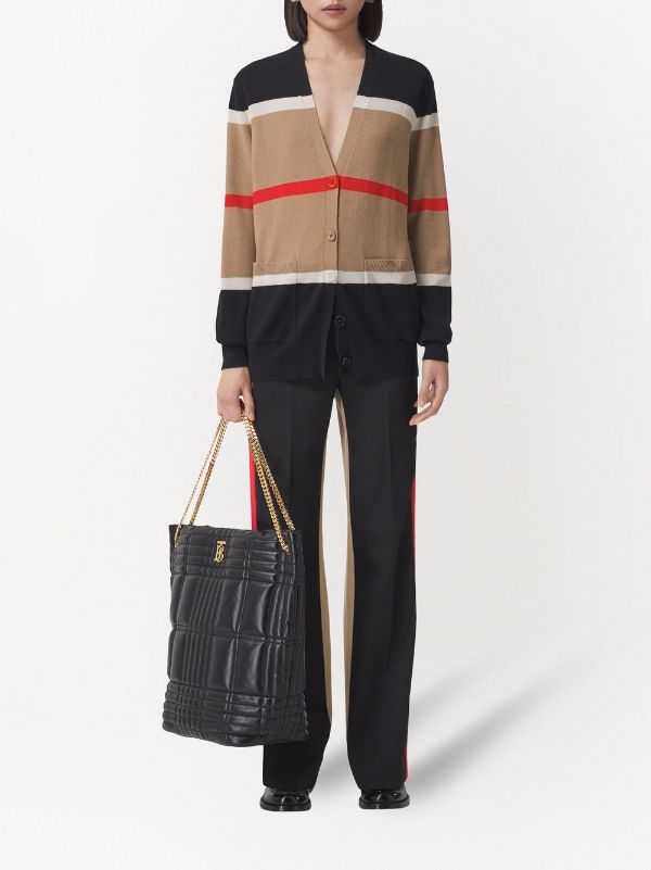 Shop Burberry Icon stripe knitted cardigan with Express Delivery - FARFETCH