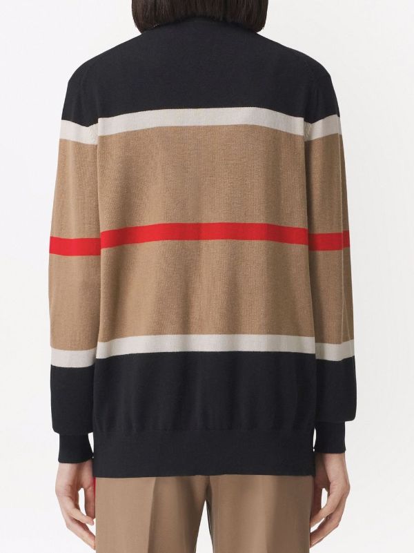 Shop Burberry Icon stripe knitted cardigan with Express Delivery - FARFETCH