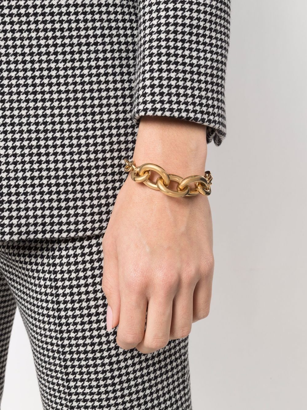 Shop Saint Laurent Chain Link Brass Bracelet In Gold