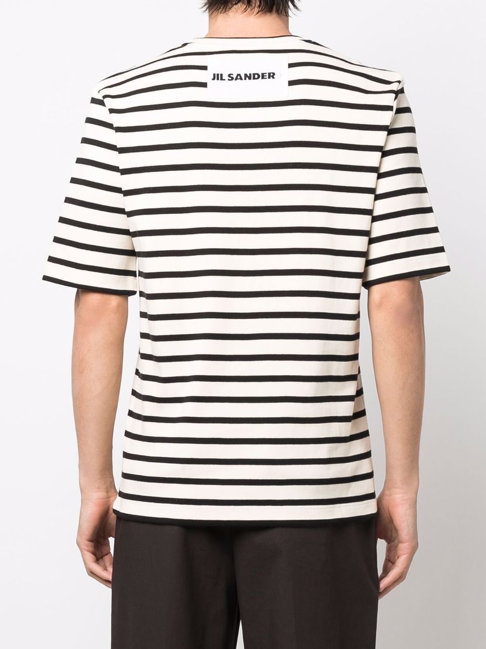 rear logo-patch striped T-shirt