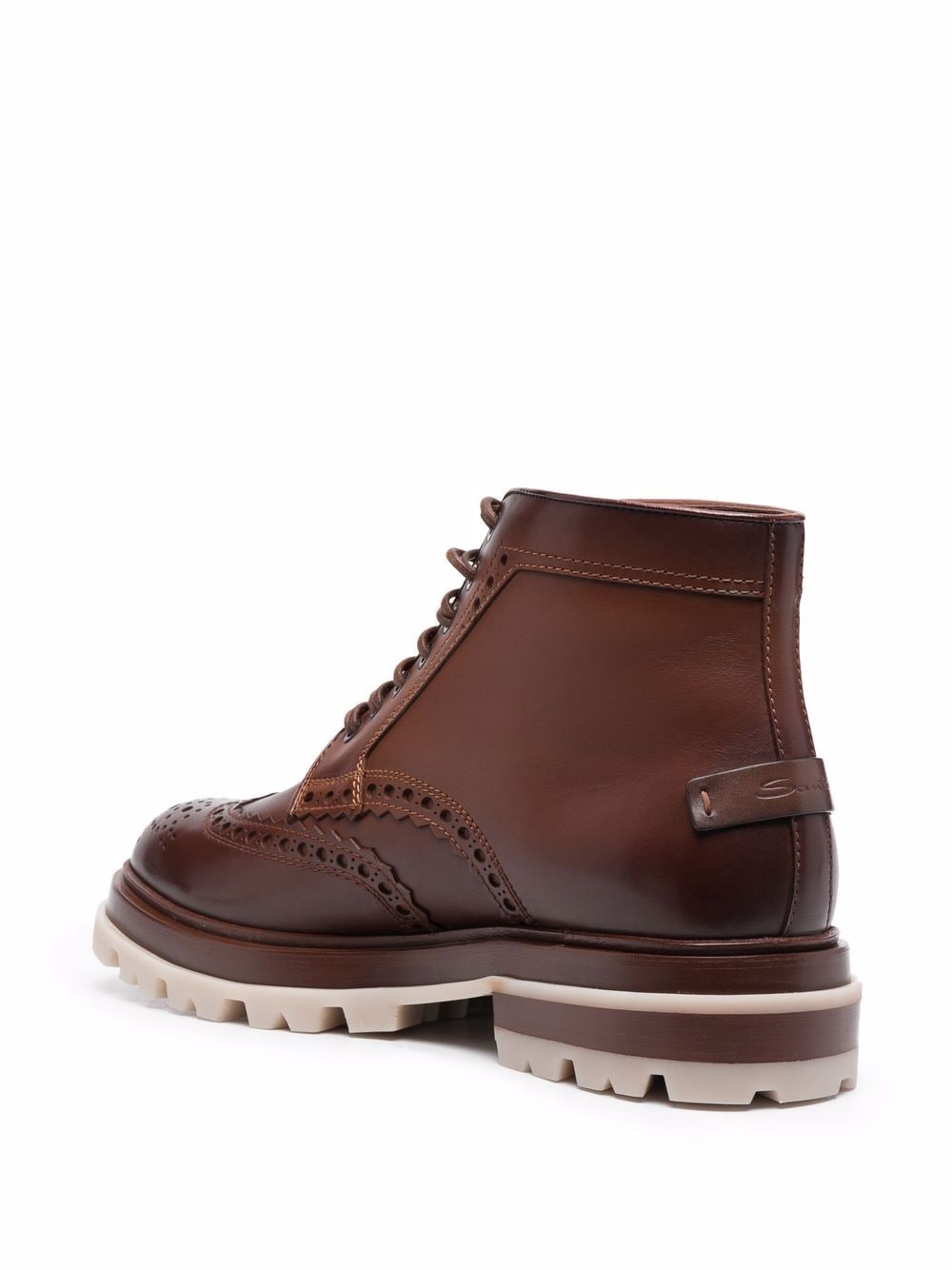 Shop Santoni Polacco Brogue Ankle Boots In Brown