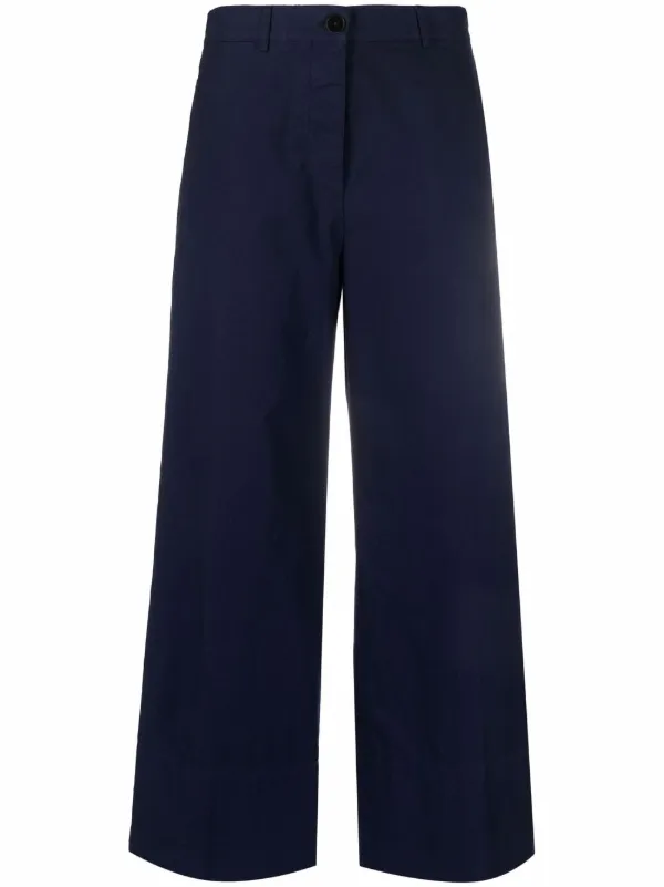 Shop Jil Sander cropped wide-leg chinos 