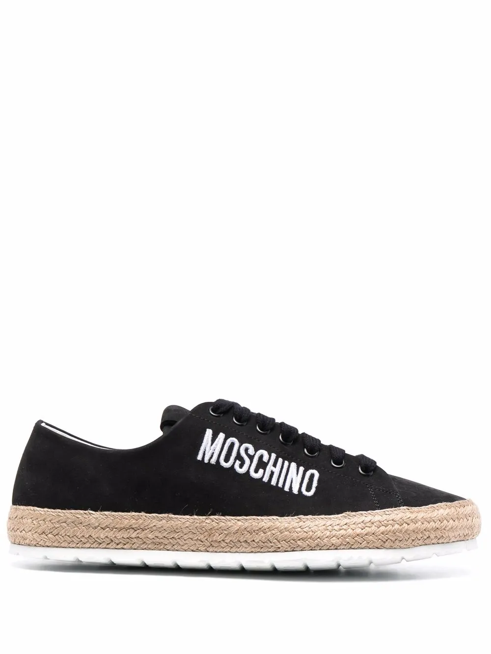 

Moschino logo-embroidered suede espadrilles - Black