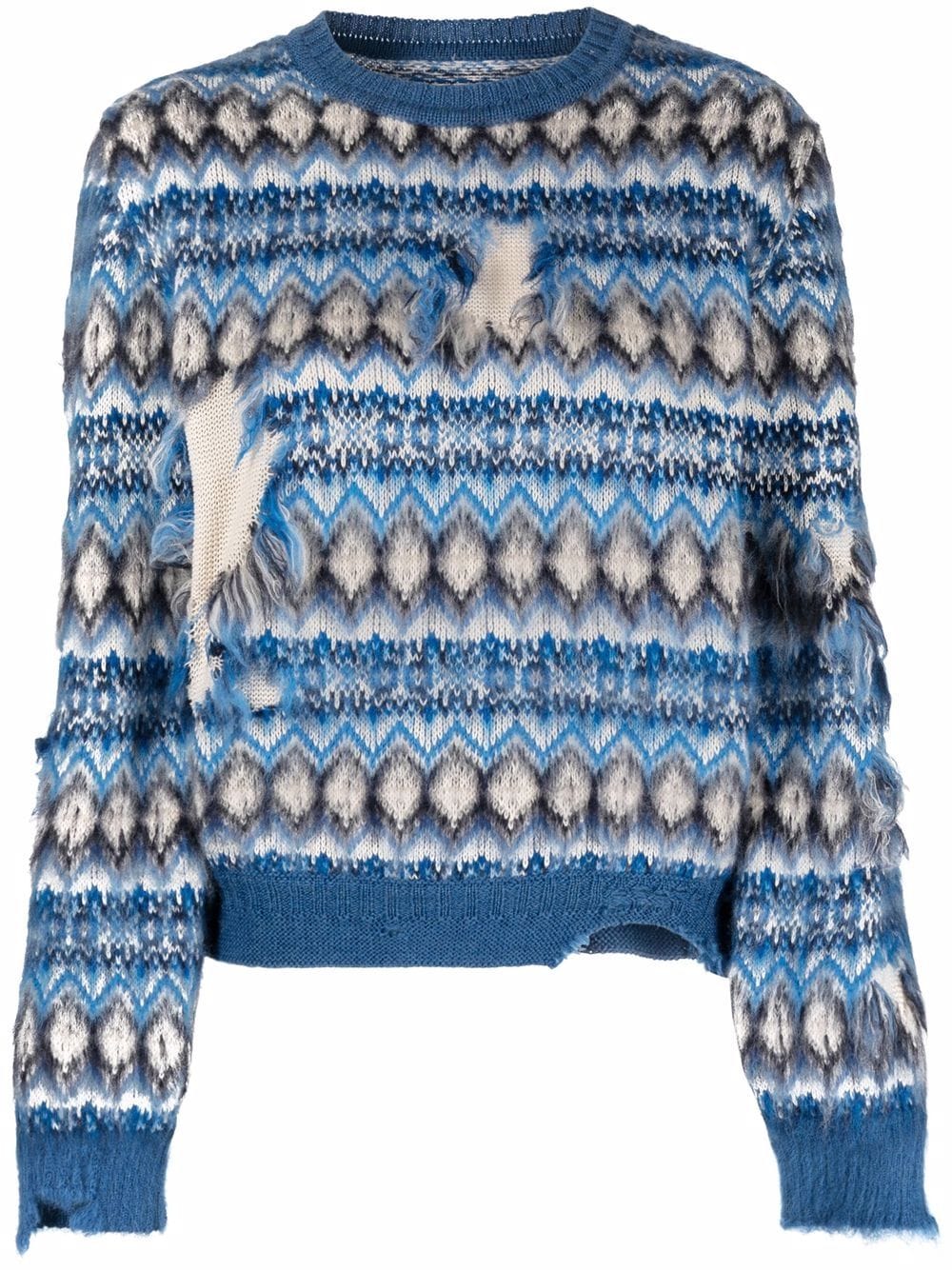 Maison Margiela Jacquard Distressed Knitted Jumper - Farfetch