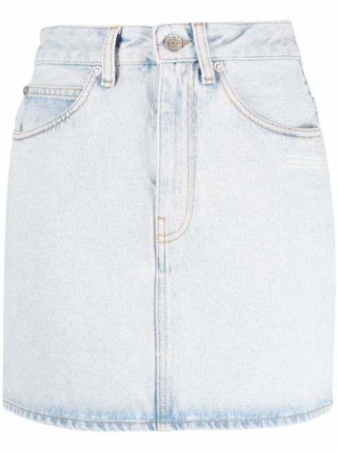 Off-White logo-print denim skirt