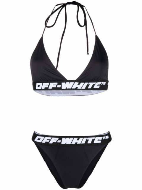 Off-White logo-band bikini set