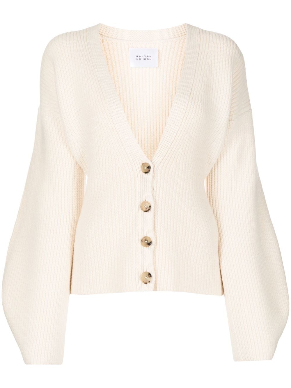 ribbed-knit V-neck cardigan