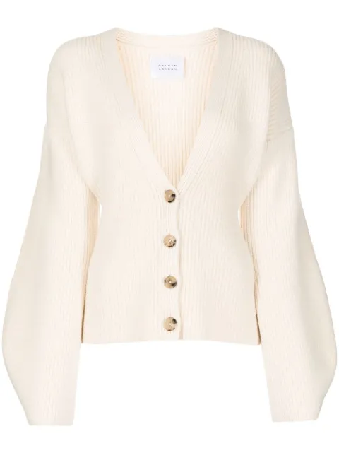 Galvan ribbed-knit V-neck cardigan 