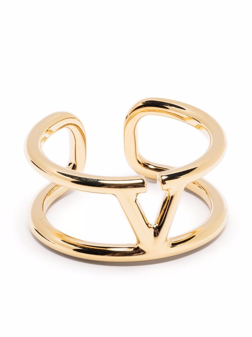 VALENTINO GARAVANI: VLogo Signature ring in brass with pearl and Swarovski®  crystals - Gold