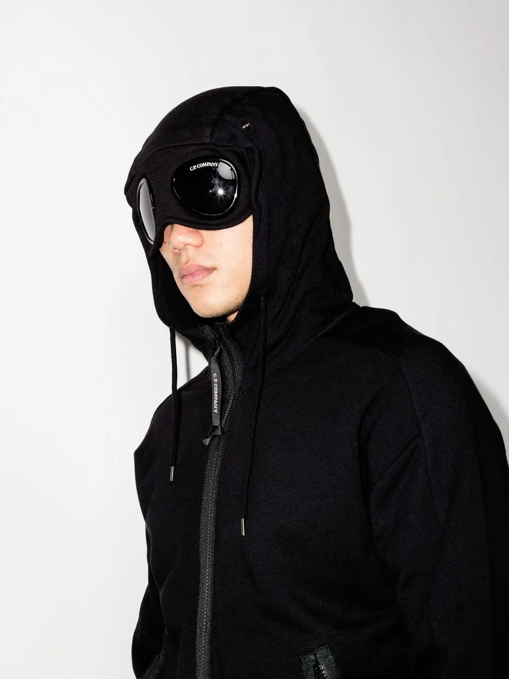 zip-fastening Goggle hoodie