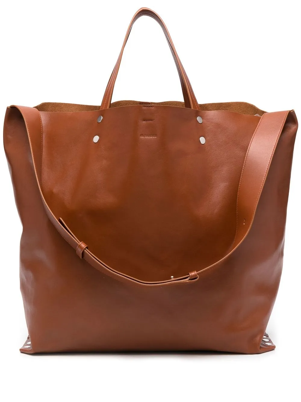 

Jil Sander Rivet leather tote bag - Brown