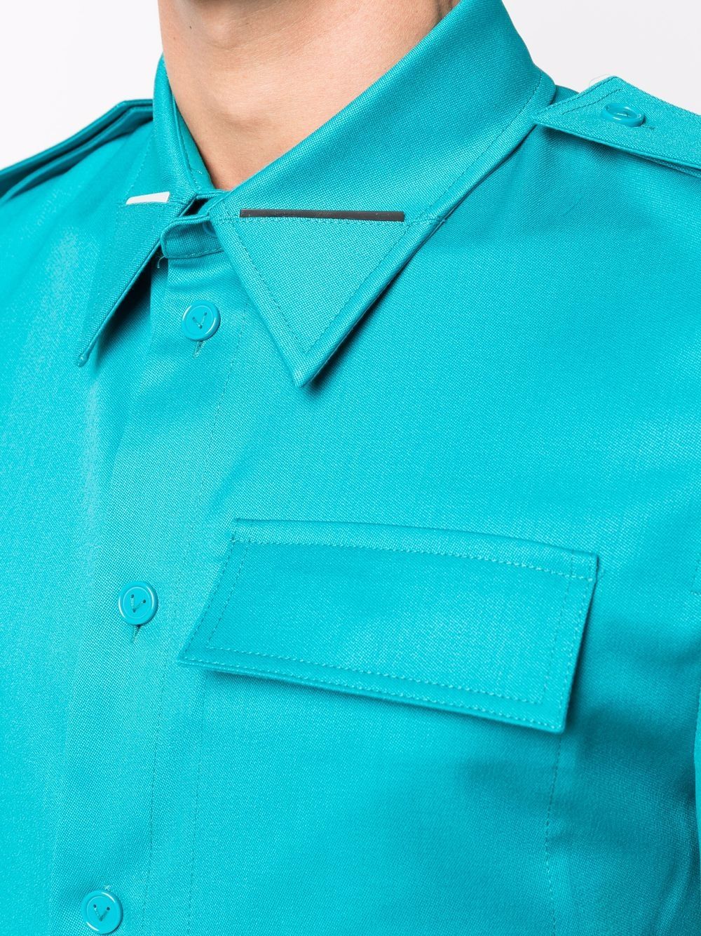 Shop Bottega Veneta Buttoned Wool-blend Shirt In Blau