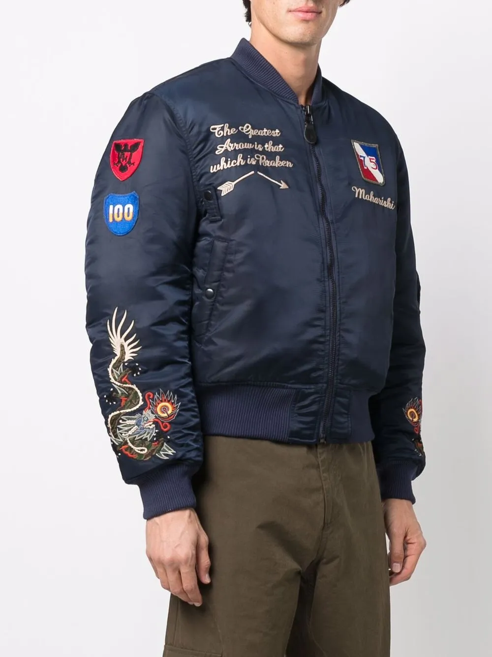 Maharishi Dragons Ma-1 Bomber Jacket In Blue | ModeSens