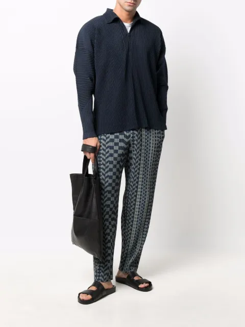 Homme PlissÃ© Issey Miyake blue plissÃ© zip-up polo shirt for men | HP18JM124 at Farfetch.com