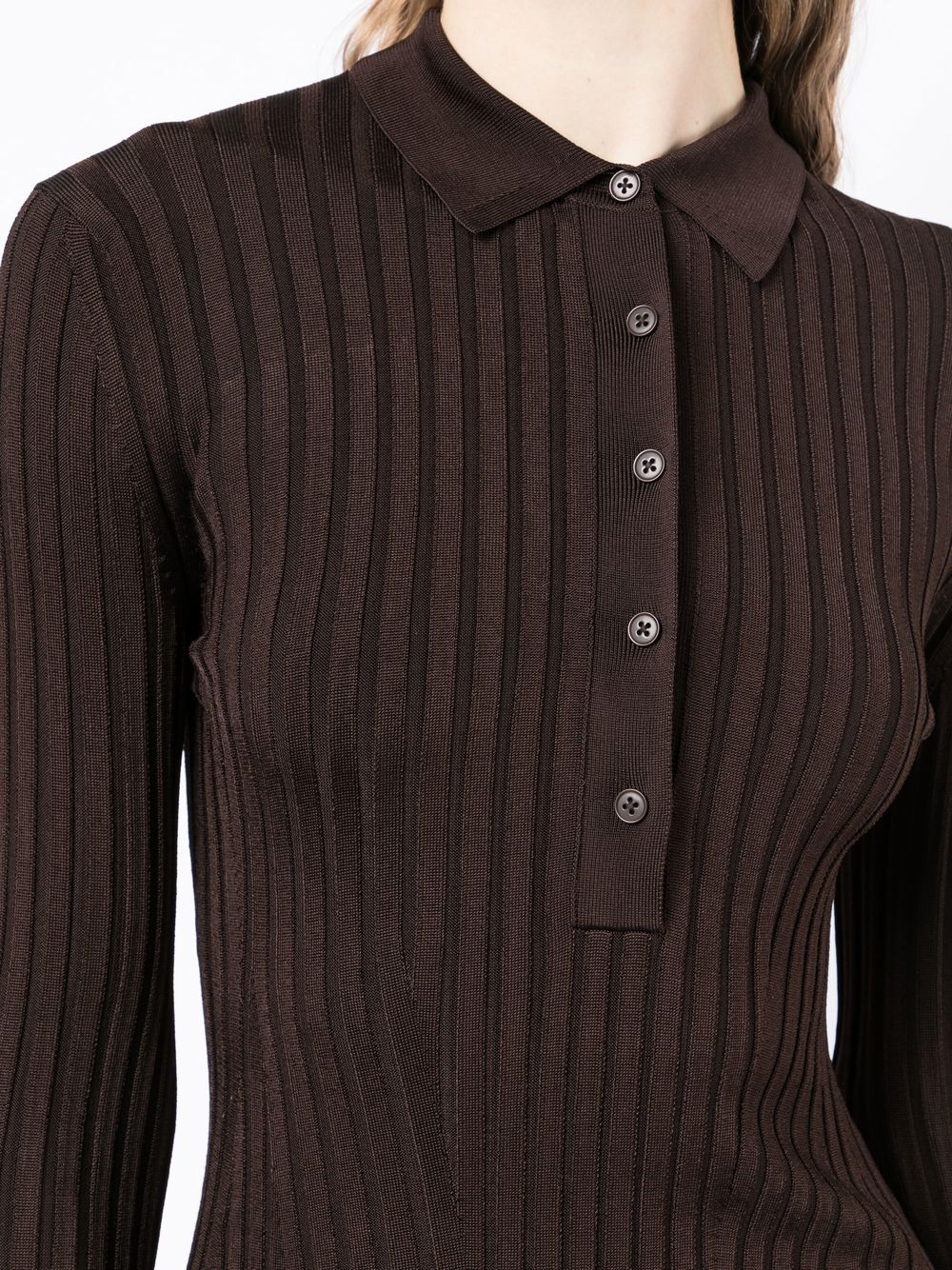 Shop Galvan Rhea Collared Henley Top In Brown