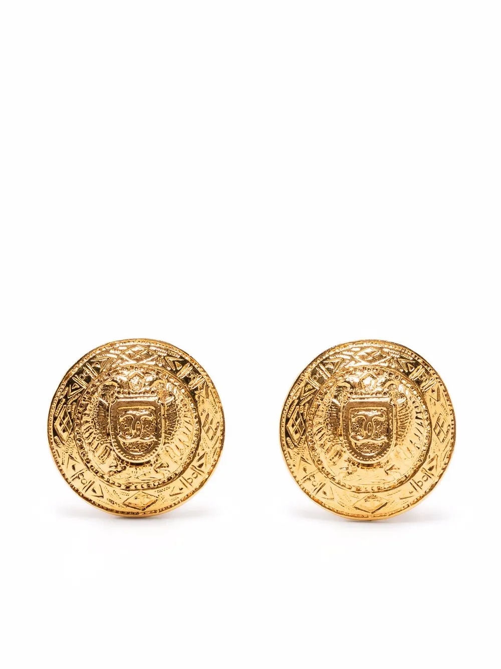 Chanel Pre-Owned 1990s coat of arms button earrings