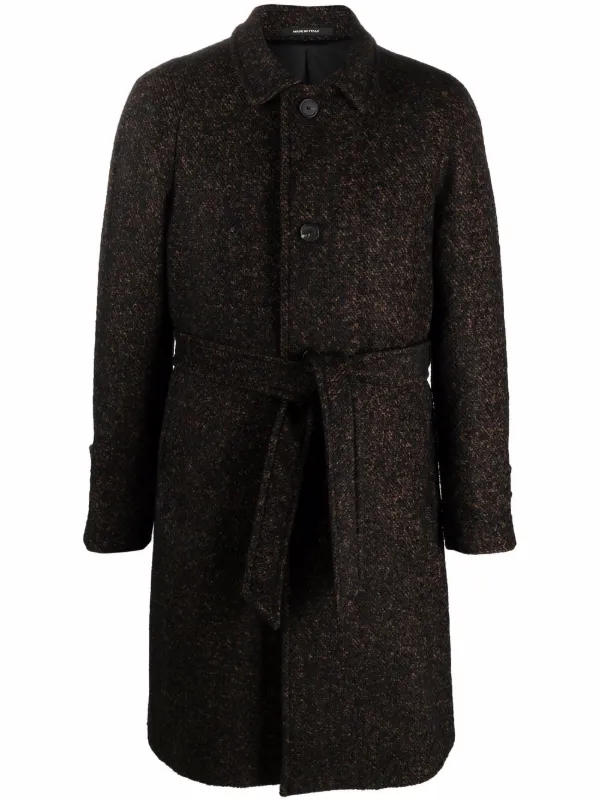 tweed belted coat