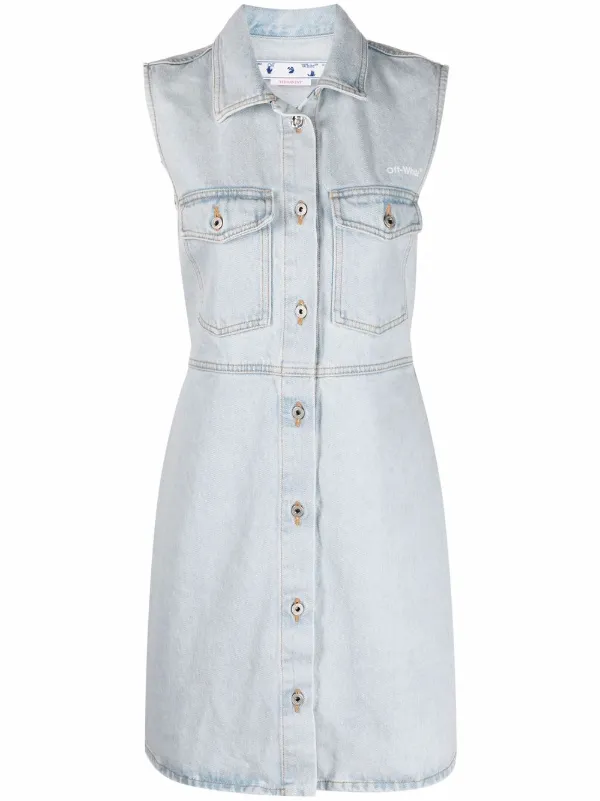 Off-White Logo-print Denim Shirtdress in Blue