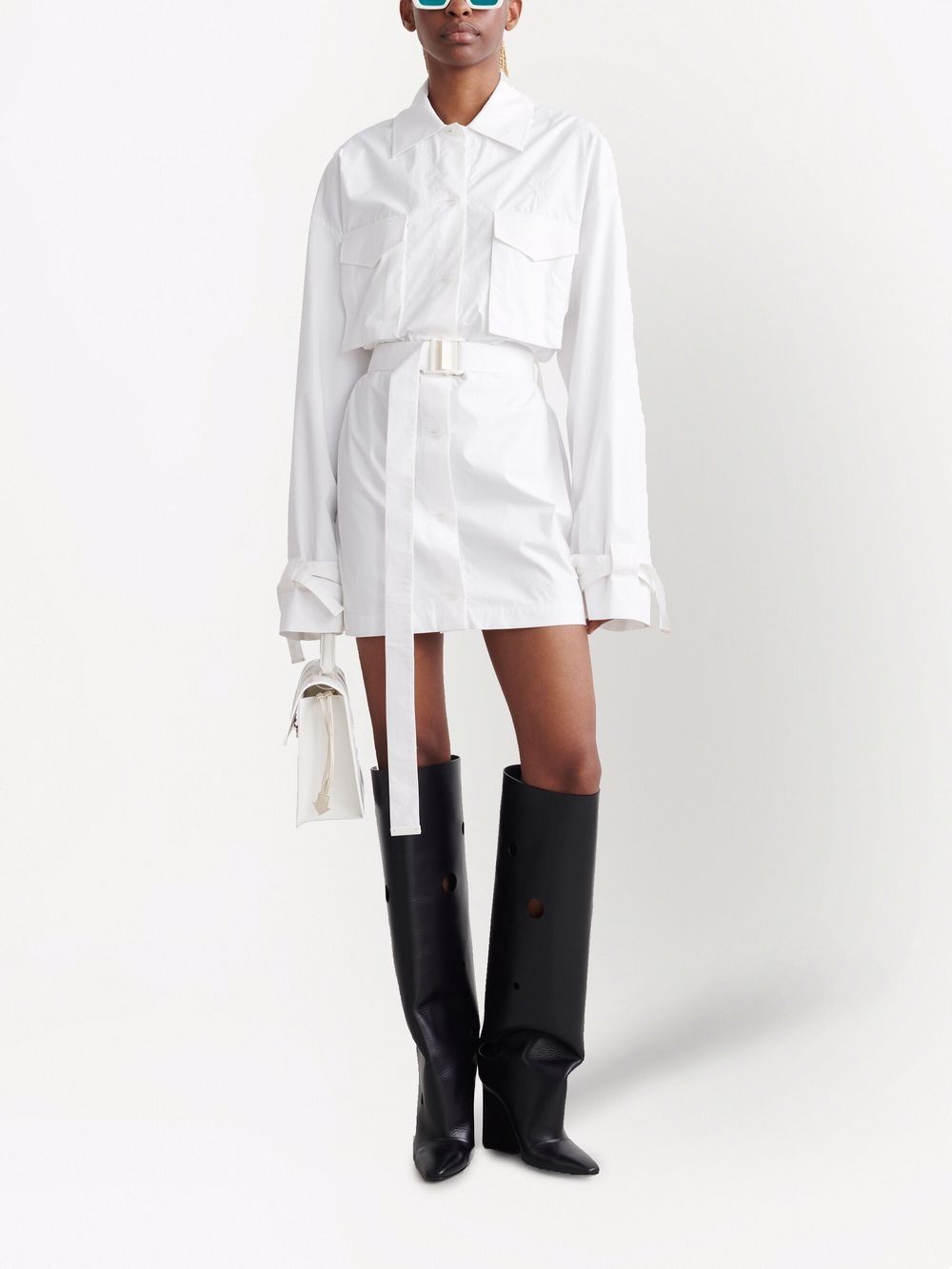 Off-white Poplin Cargo Shirt Dress In White | ModeSens