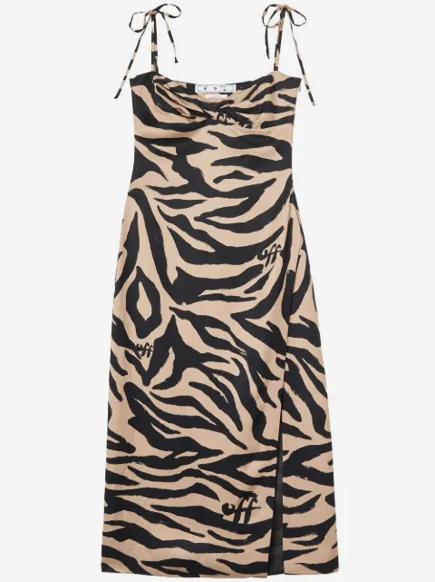 Off-White zebra print side-slit dress