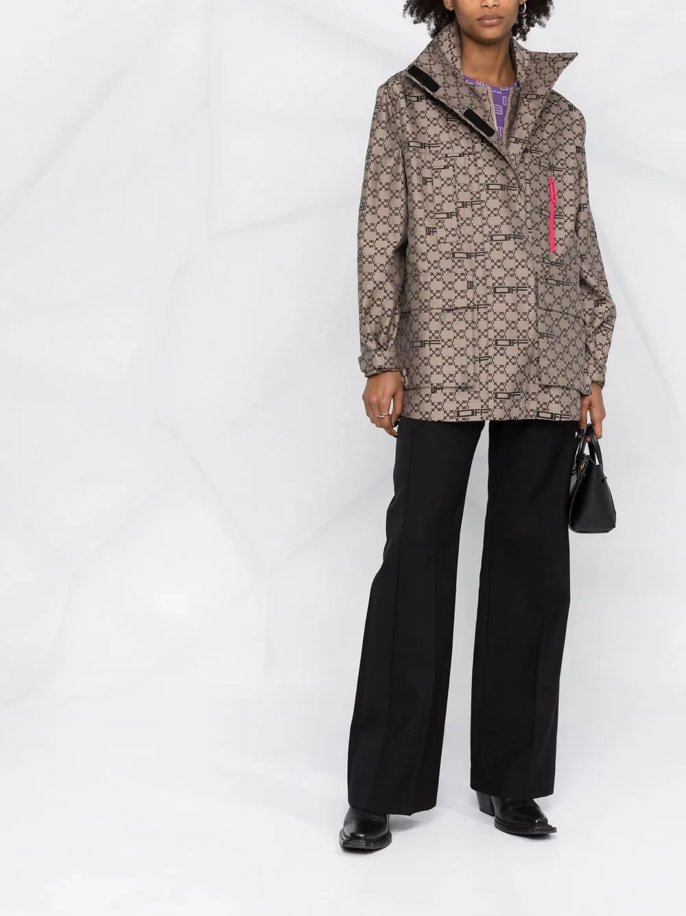 Off-White Jack met monogrampatroon - Bruin