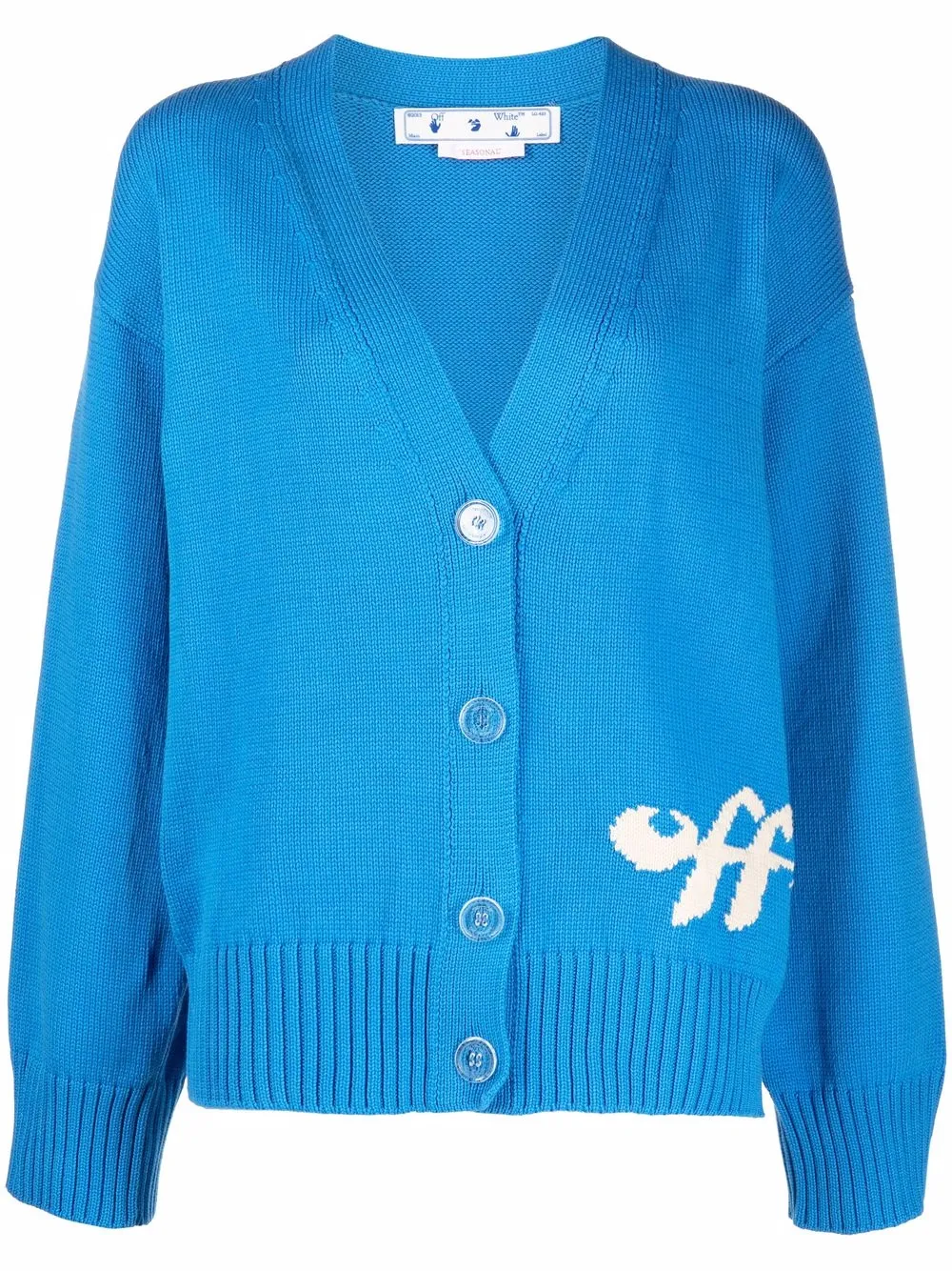 

Off-White cárdigan con logo en intarsia - Azul