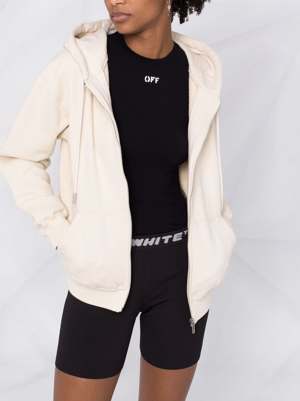 Shop Off-white Logo-waistband Sports Shorts In Black