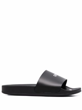 Off-White logo-print Pool Slides | Black | FARFETCH