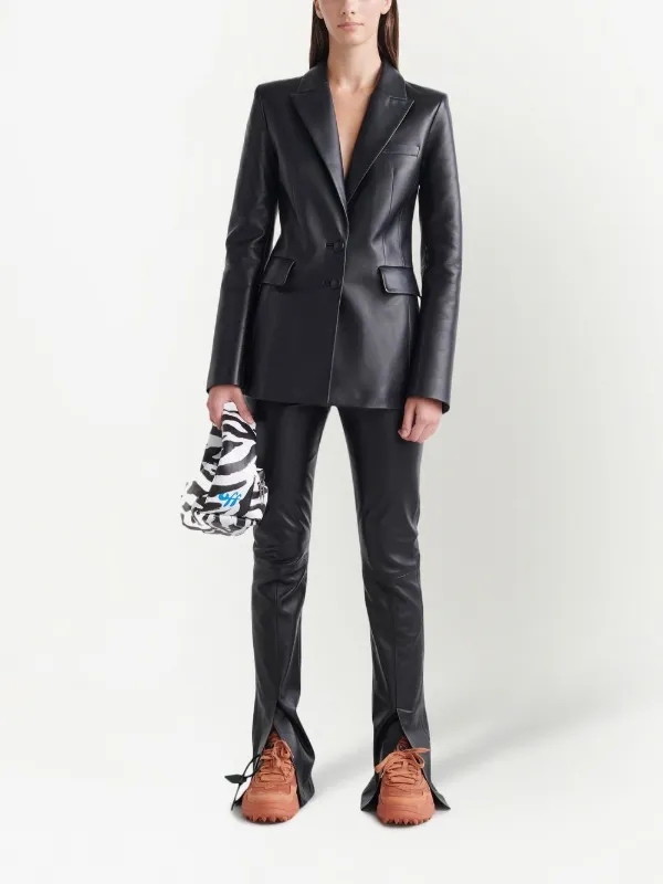 Off white leather jacket womens online