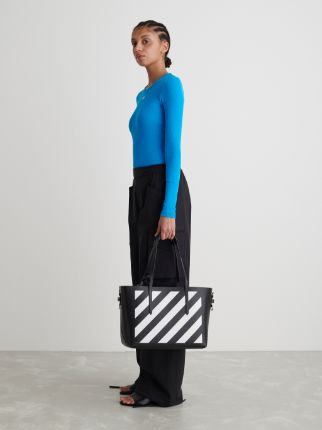 Shop Off-White Binder Diagonal Stripe Tote Bag