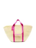 Off-White Industrial-strap straw tote bag - Neutrals