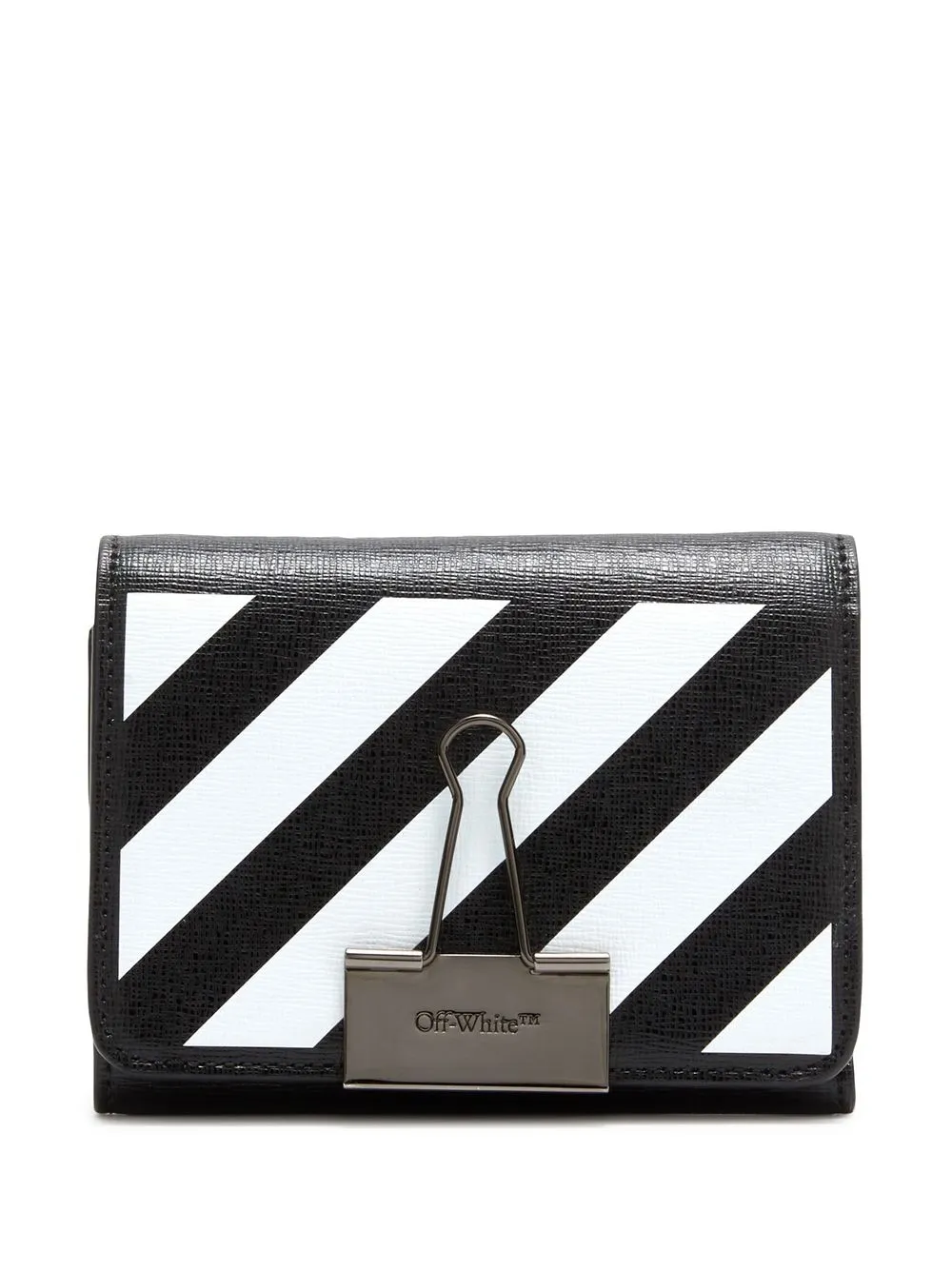 

Off-White cartera plegable a rayas diagonales - Negro