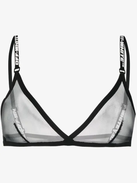 Off-White logo band mesh bra