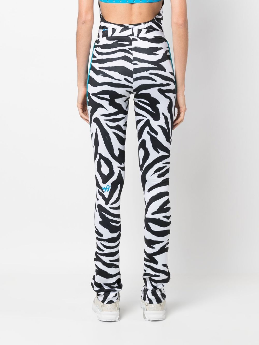 Shop Off-white Logo-print High-waisted Trousers In White