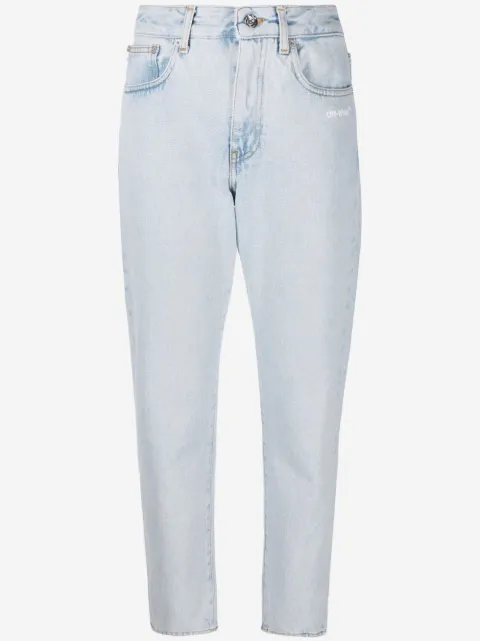 Off-White Diag-print cropped jeans