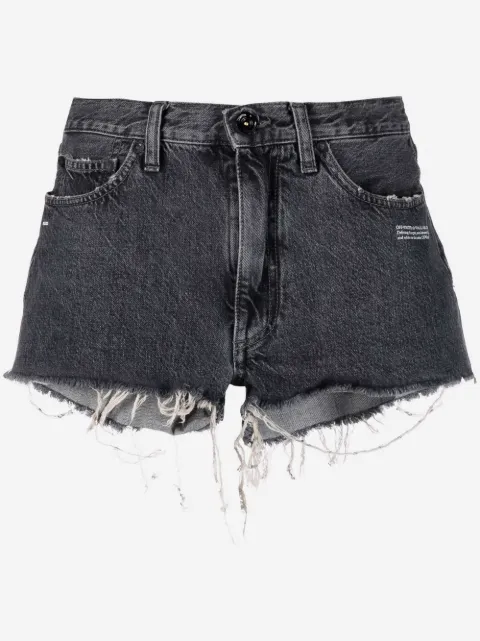 Off-White Corporate frayed denim shorts