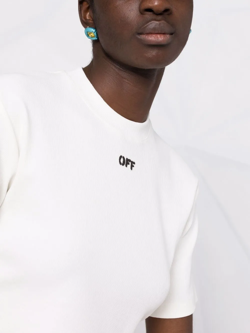 Shop Off-white Off-stamp Cropped T-shirt In White