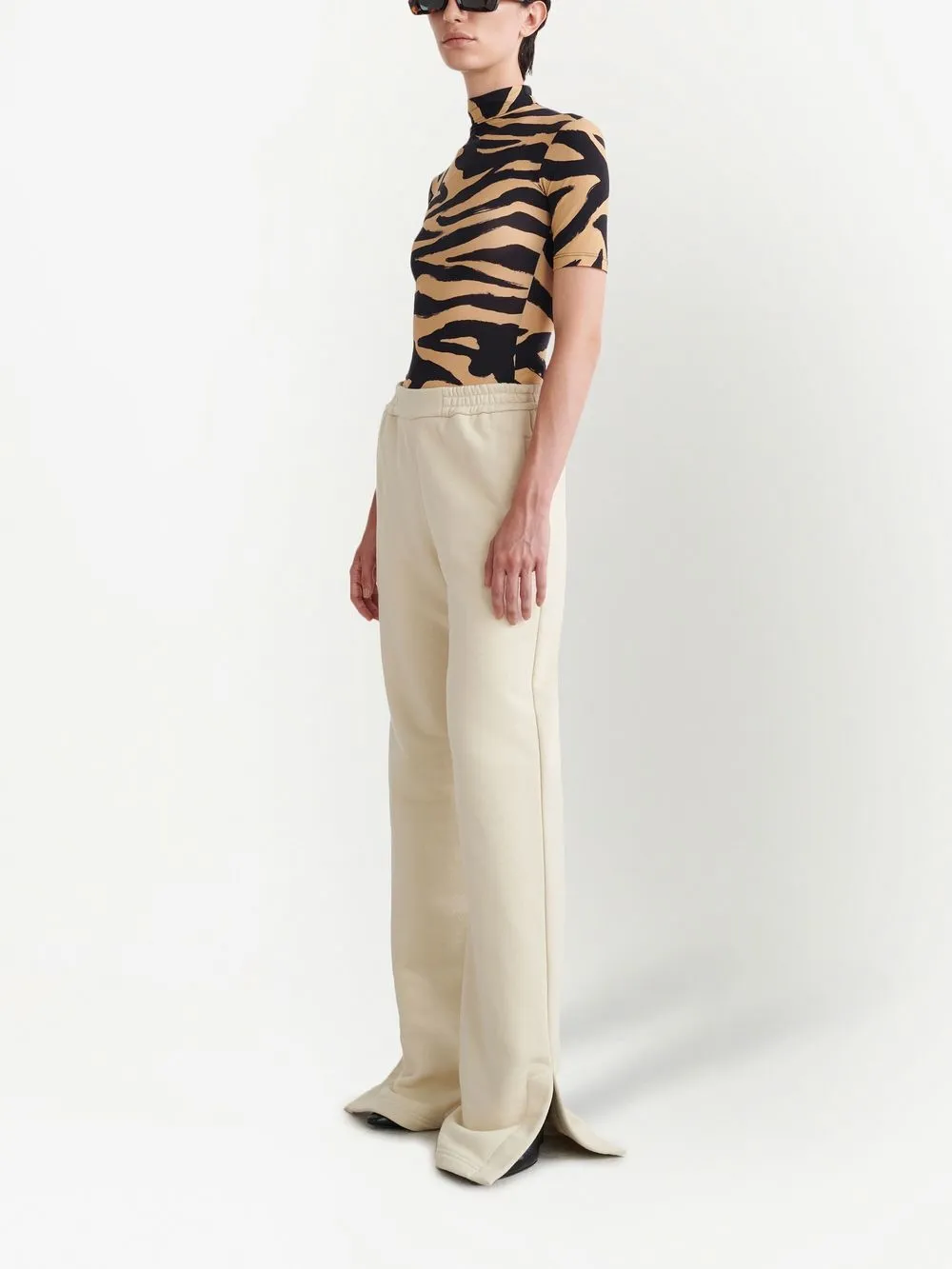  Off-white Zebra-print Second Skin Top - Neutrals 