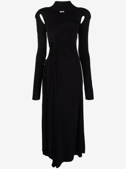 Off-White logo-print cut-out dress